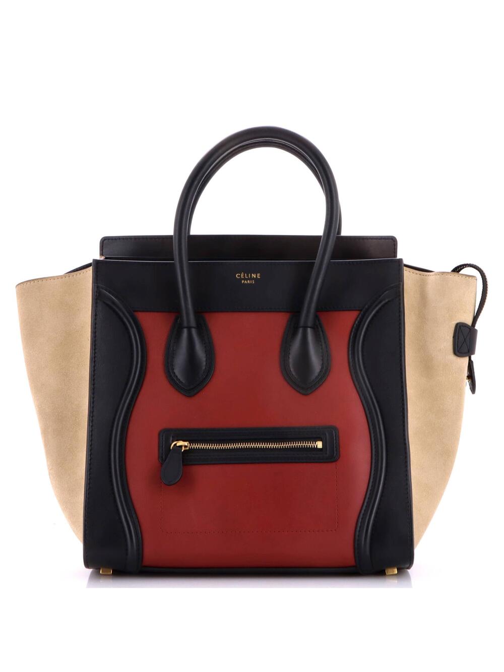 Celine Tricolor Luggage Bag Suede Mini #370065C90B